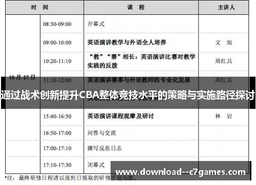 通过战术创新提升CBA整体竞技水平的策略与实施路径探讨